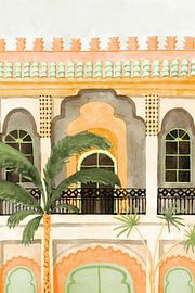 Marokkanisches Gebäude mit Palmen von Karen Menzenbach