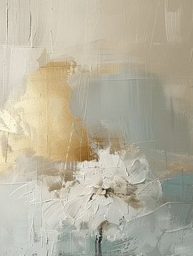 Modern abstract in wabi-sabi style with gold accent by Japandi Art Studio