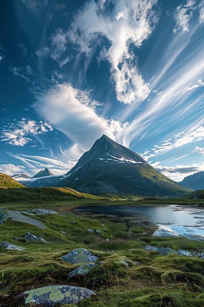 Wolken ziehen über Berg von fernlichtsicht