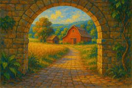 Arch with country road and barn by Imperial Art House