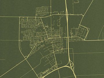 Carte de Emmeloord en or vert sur Map Art Studio