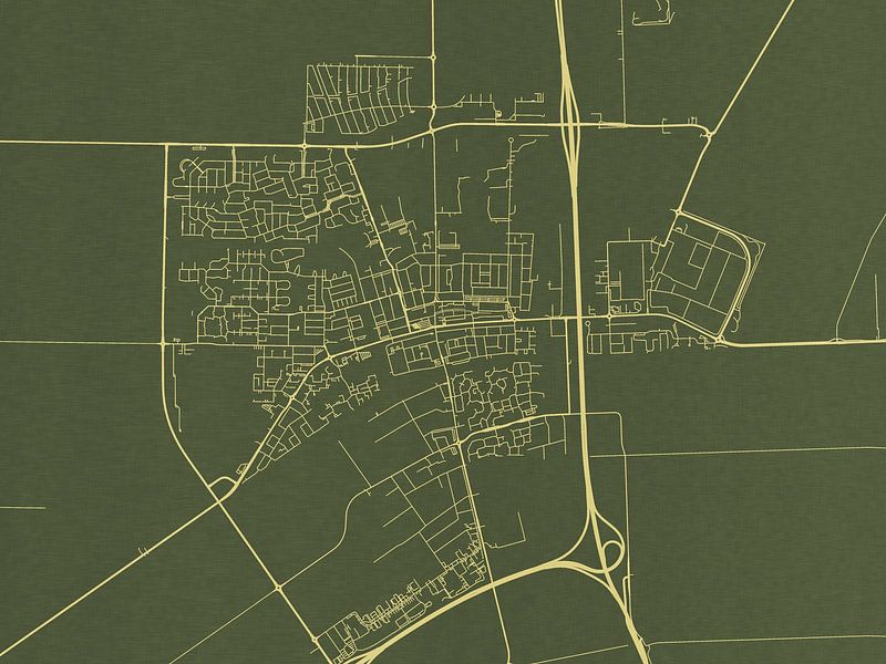 Map of Emmeloord in Green Gold by De Kaartenwinkel