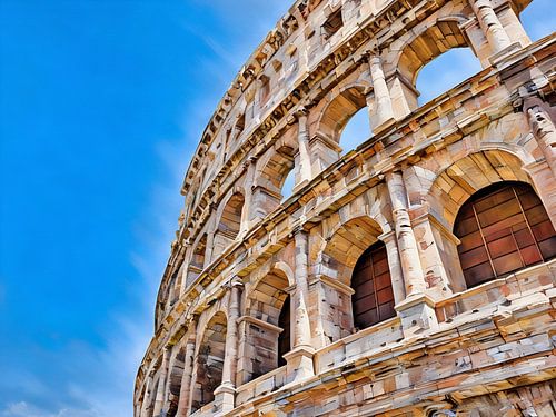 Het Colosseum tegen een strakblauwe hemel van Sergio Pazzano