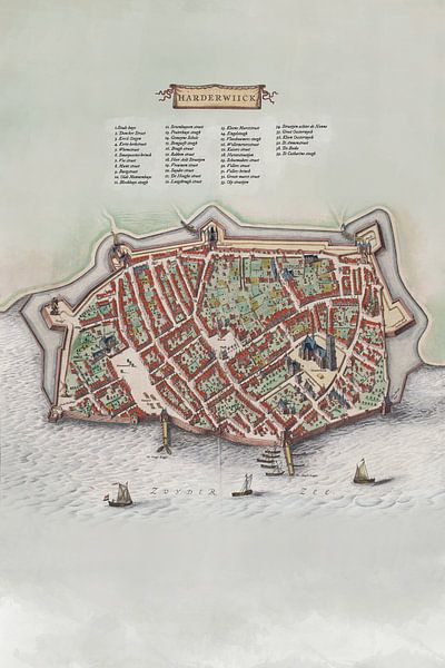 Map Harderwijk 17th century by Wiljan Slofstra