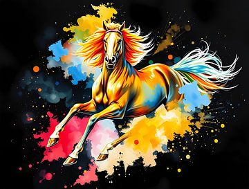 Paard in coloursplash