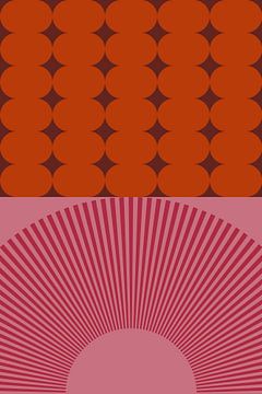 Retro kunst uit de jaren 70. Abstract geometrisch patroon nr. 2_9 van Dina Dankers