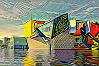 Modern kunstwerk van Groninger Museum in de stijl van Picasso