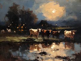 Kühe im Mondlicht von FJB
