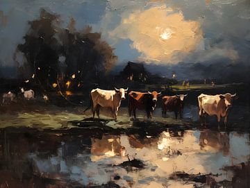 Vaches au clair de lune sur FJB