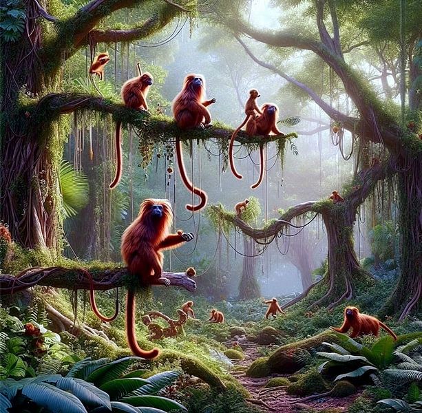 Groupe de singes Amérique du Sud par Yvonne van Huizen
