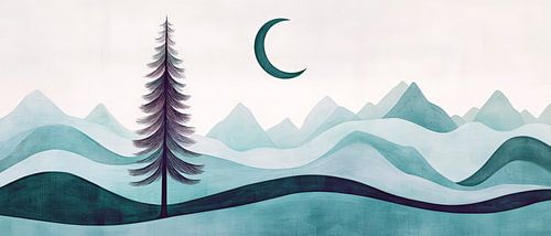 Sensual landscape with moon and tree