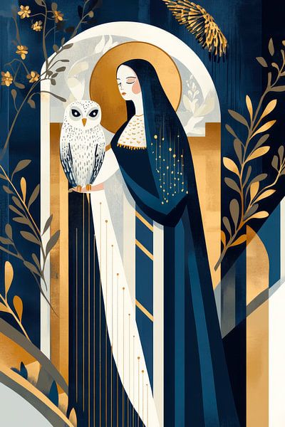 Uil en vrouw van Poster Art Shop