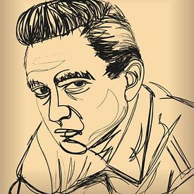 Johnny Cash im Vintage-Sketch von Jasper Boekema