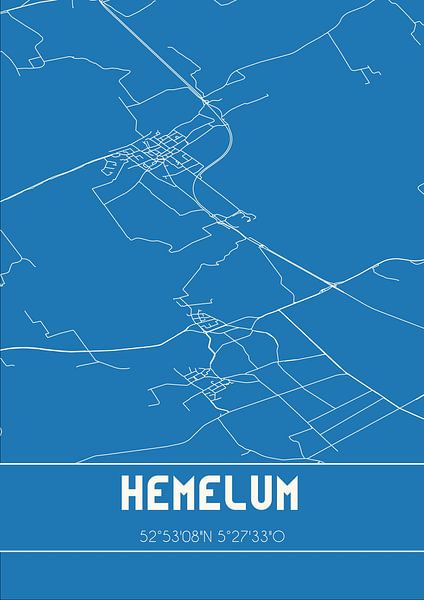 Blueprint | Map | Hemelum (Fryslan) by Prints of Place