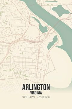 Carte ancienne d'Arlington (Virginie), États-Unis. sur Rezona