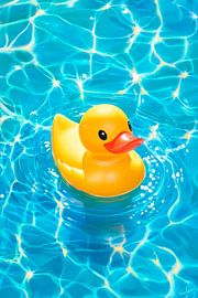 Bunte Quietscheente im Wasser von Poster Art Shop