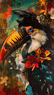 Tukan, Schnabel und Blüte: Eine Regenwaldsinfonie von Color Square