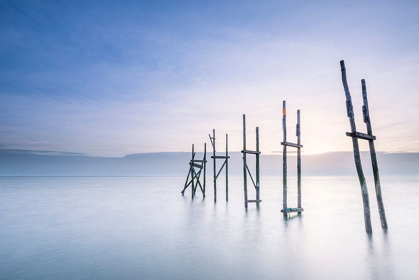 Landing stage on the beach of Texel by Ton Drijfhamer