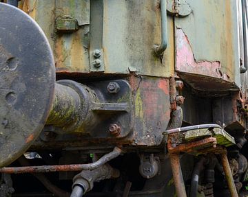 Close-up oud treinstel van Michel Knikker