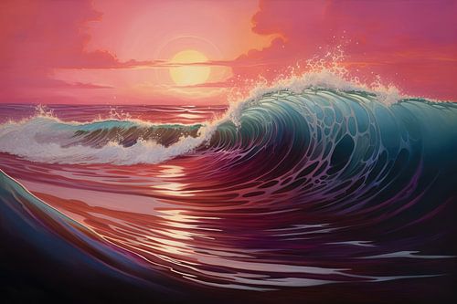 Digitally created surreal water waves in the sea