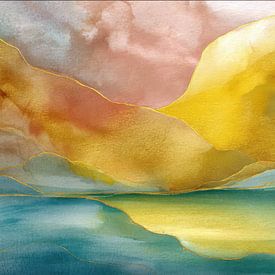 Abstract schilderij, landschap, zachte kleuren van Joriali Abstract
