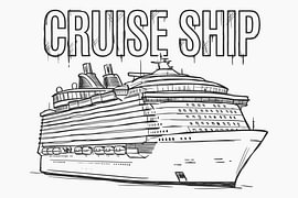 minimalist cruise ship line art poster - white edition by moveit store
