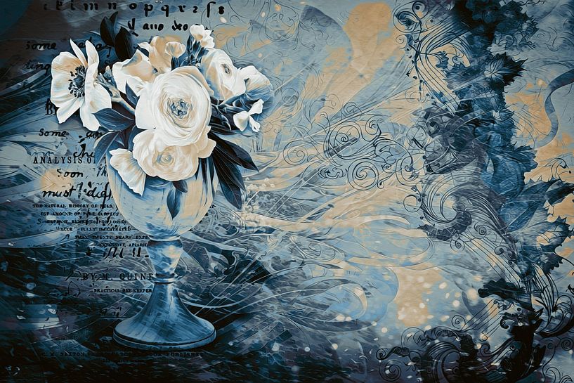 Un verre de fleurs tourbillonnant par Helga Blanke