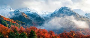 Autumnal mountain landscape with clouds by Poster Art Shop