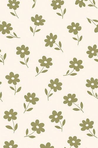 Minimalistisch Groen Bloemenpatroon Poster