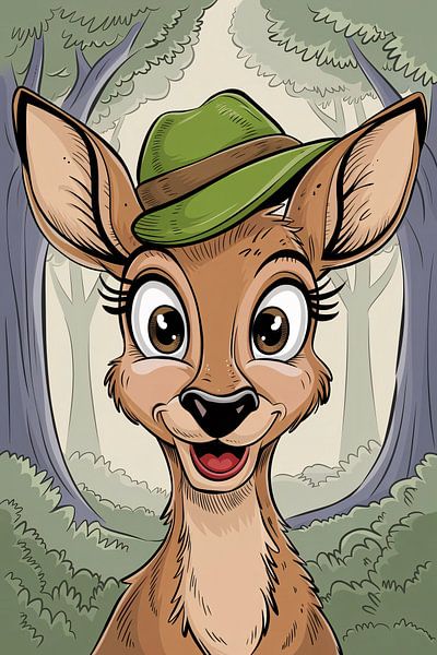 Cheerful deer with green hat by Art & Soul Creations