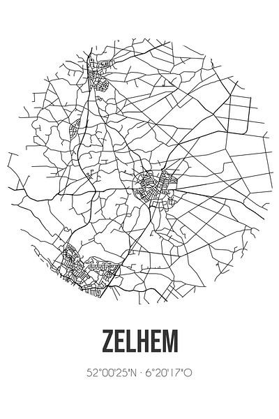 Zelhem (Gelderland) | Map | Black and white by Prints of Place