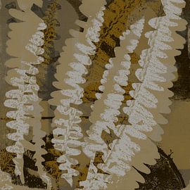 Abstrakte botanische Kunst in Naturtönen. Farnblätter von Abstrakte minimalistische Kunst