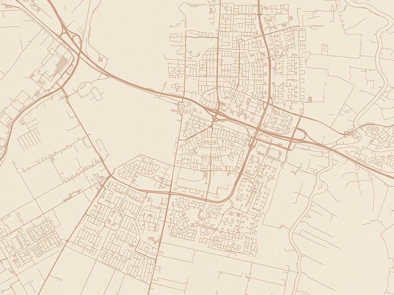Kaart van Amstelveen in Terracotta van De Kaartenwinkel