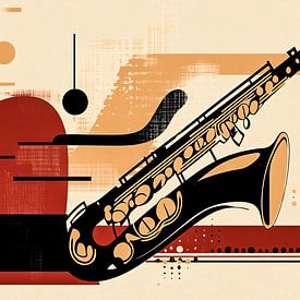 Abstracte saxofoon in retrostijl van Imperial Art House