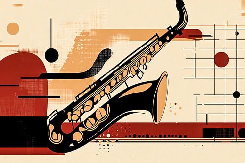 Abstracte saxofoon in retrostijl