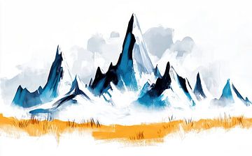 Majestueuze bergen met een geel veld van Frank Heinz
