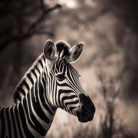 Zebra portrait in timeless black and white elegance by Daniel Rüttinger