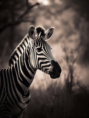 Zebraportret in tijdloze zwart-wit elegantie