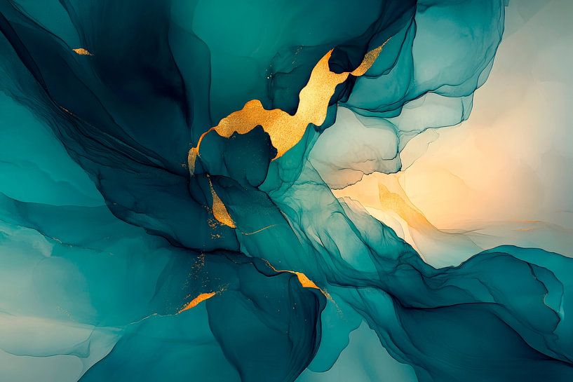 Abstrakte Farbharmonie in Blau-Tönen von Poster Art Shop