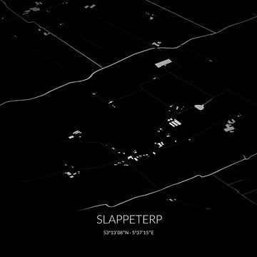 Black-and-white map of Slappeterp, Fryslan. by Rezona