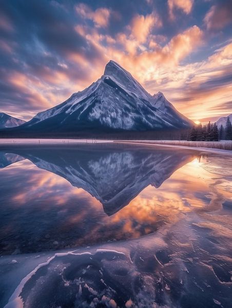Reflectie in het bergmeer van fernlichtsicht