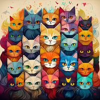 Heel veel kleurrijke katten