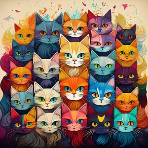 Jede Menge bunte Katzen