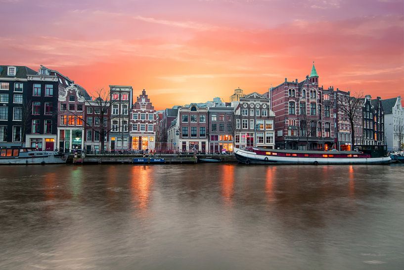Sunset at the river Amstel in Amsterdam by Eye on You