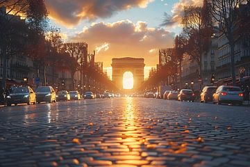 Magische ochtend op de Avenue des Champs Elysees van Skyfall