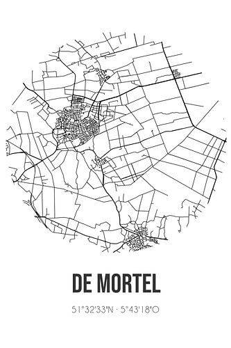 De Mortel (Noord-Brabant) | Karte | Schwarz und Weiß