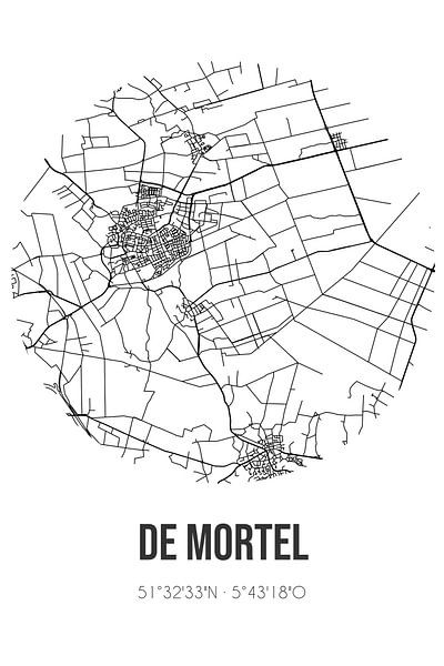 De Mortel (North Brabant) | Map | Black and White by Prints of Place