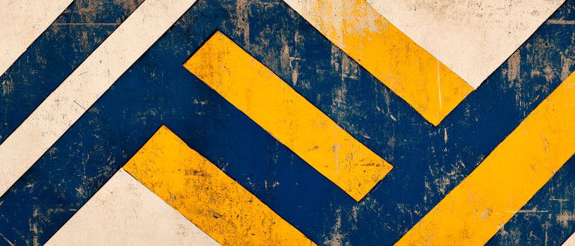 Geometrisches Muster in Blau und Gelb von Poster Art Shop
