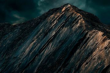 Dramatische Bergspitze – Dunkle Wolken von Poster Art Shop