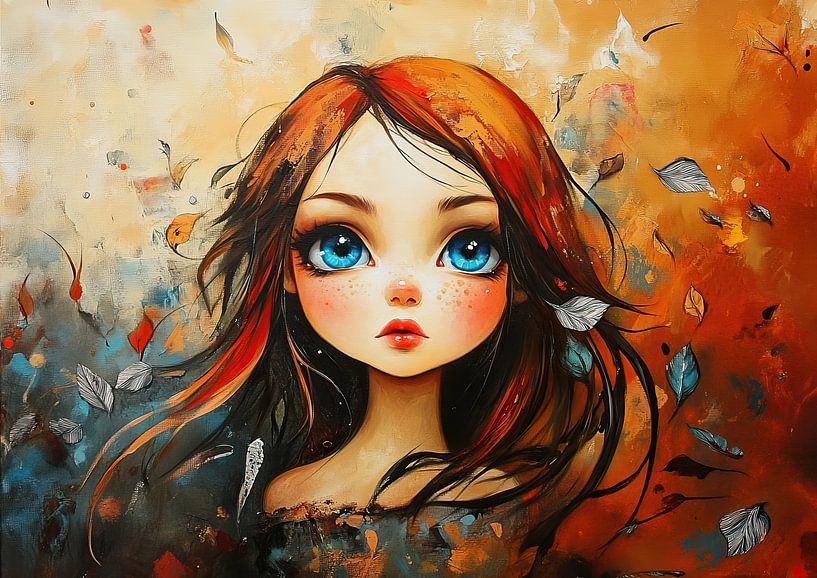 Girl and leaves by Eye catching paintings